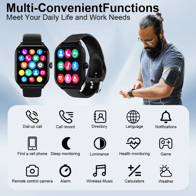 LAXASFIT H9 Smartwatch Dial para atender chamadas Rastreamento de calorias Frequência cardíaca Monitoramento de oxigênio no sangue Relógio inteligente Bluetooth